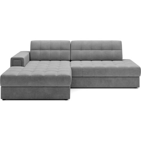 Canapé d'angle convertible CUBITO gris foncé 240 cm avec coffre de rangement angle gauche (1/5)