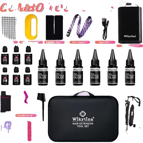Kit de extensiones de cabello, máquina de luz UV, juego completo de herramientas, juego de herramientas combinado - 3 (1/2)