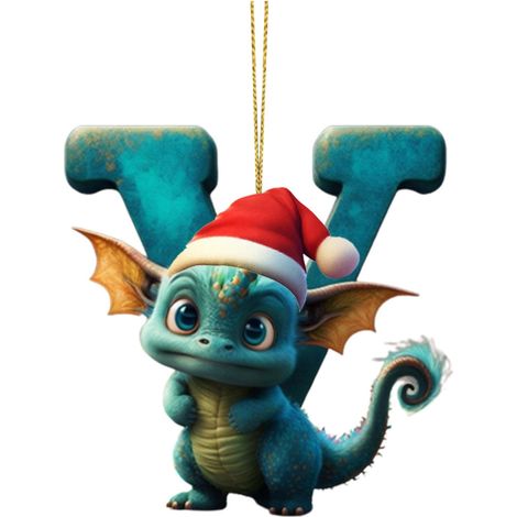 Ornement Dinosaure - Pendeloque Acrylique Lettres A Z - Décoration Arbre De Noël Enfant - Lot De 26 Pièces (1/4)