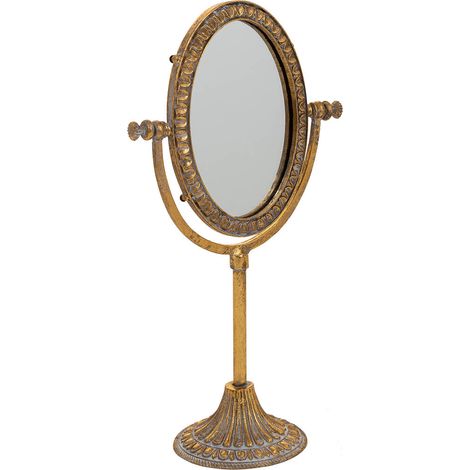 Espejo tocador de resina con soporte dorada 17x9.5x30.5