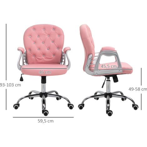 Chaise de bureau à domicile, chaise de bureau en similicuir, chaise pivotante réglable en hauteur, chaise de coiffeuse, chaise de bureau, capacité de charge jusqu'à 120 kg, pour bureau, chambre, rose (1/5)