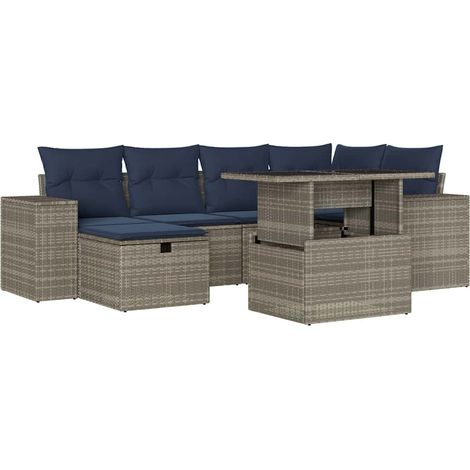 Maison Exclusive - Set Divani da Giardino 7 pz con Cuscini Grigio in Polyrattan (1/5)