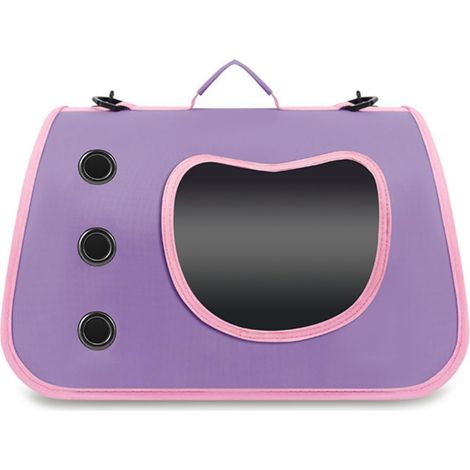 Portable Cat Carrier Backpack for Small Pets – Foldable Breathable Design, Multifunctional Pet Travel Bag (Dog & Cat), Oxford Cloth, Adjustable Strap, Lightweight & Secure (Purple) (1/5)