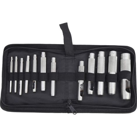Outil de perforation de ceinture en cuir en acier au carbone, 12 pièces, outil à main, burin, quincaillerie de 3 à 19 mm pour usage industriel (1/5)