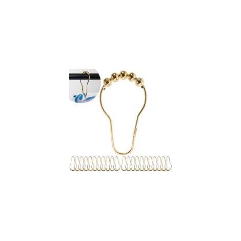 Anneaux de rideau de douche, 24 pi��ces, or, taille 39 x 38 mm, crochets de rideau de douche, clips de bain en m��tal robuste, ensemble de boucles de rideau de douche