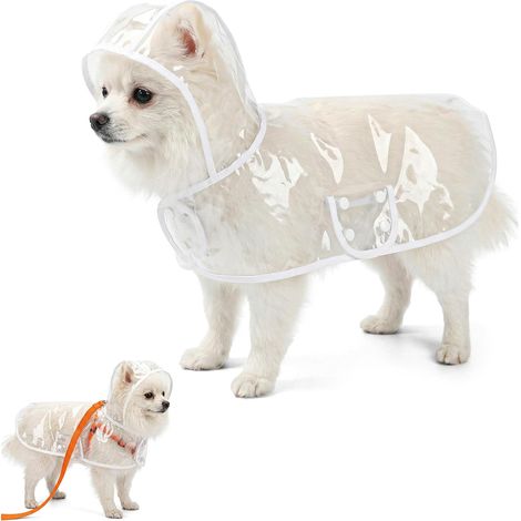 Impermeable transparente para perros, adecuado para perros pequeños y medianos poncho impermeable transparente con capucha, adecuado para Bichón Frisé y Caniche (transparente, tamaño mediano).