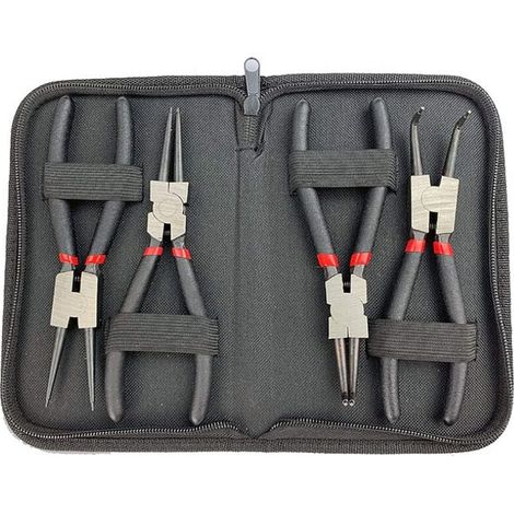 ALOVEZ 4-teiliges Sprengringzangen-Set, 150 mm (6 Zoll), gerade, gebogen, innen und außen, mit Aufbewahrungskoffer und rutschfestem Griff (1/4)