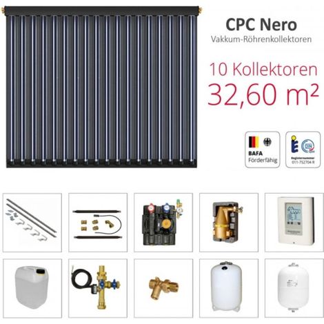 Solarbayer Komplettsolarpaket CPC NERO10Z Bruttogesamtfläche 32,60m² Vakuumröhre (1/5)