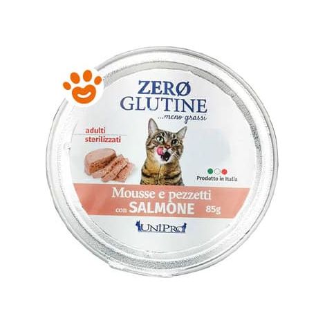 Unipro Cat Zero Glutine Adult Sterilizzato Salmone - Vaschetta 85 Gr -