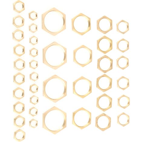 Feine Sechskantmuttern aus Messing, 40 Stück, Gewinde G1/8, G1/4, G3/8, G1/2, G3/4, G1, Rohrverschraubungen, dünne Sicherungsmuttern (1/5)