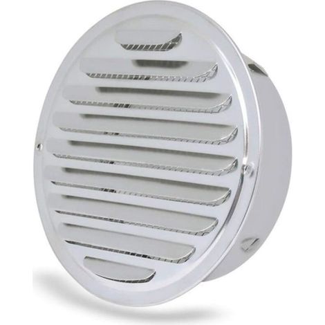Grille d'aération ronde inox Ø 100 mm (Ø sup.145 / inf.95 x H45) – montage façade/cheminée (1/5)