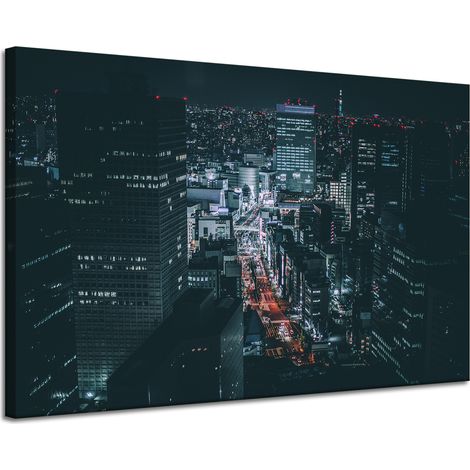 Leinwanddruck „Architektur Tokios bei Nacht“, 120 x 80 cm