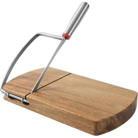 Cheese Slicer, Wooden Cheese Cutter, Multifunctional Cheese Wire Cutter Suitable for Cheese, Cheese, Butter, Fruits, Vegetables (1/4)