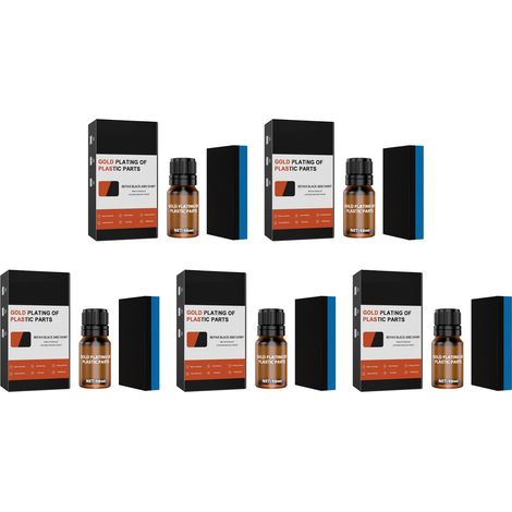 Kit de 5 sets de revêtement cristal pour plastiques auto 10ml, agent d'entretien longue durée pour pièces intérieures véhicule, avec éponge applicatrice. (1/5)
