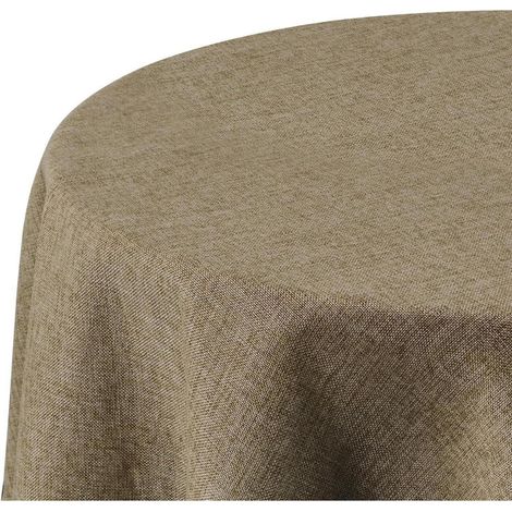 Tischdecke Leinenoptik Abwaschbar Lotuseffekt 140 cm (Rund) Taupe (1/5)