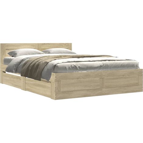 Maison Exclusive - Cadre de lit et tête de lit sans matelas chêne sonoma 120x190cm