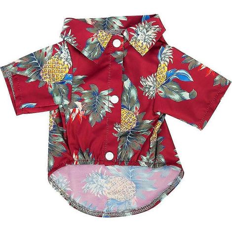 Vêtements d'été pour chien, style hawaïen, manches courtes, imprimé cocotier, collection 2022, cadeau tendance pour animal de compagnie, ananas rouge (1/5)