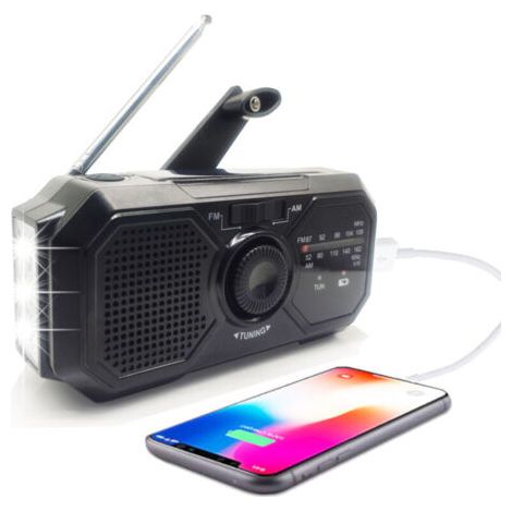 Radio Portable Manivelle Radio Solaire Survie AM/FM Radio Dynamo USB-C 2500mAh Rechargeable avec Lampe de Poche LED Alarme SOS Boussole Petit Radio pour Urgence Extérieure Randonnée Camping (1/5)
