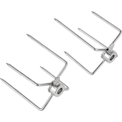 Fourchettes À Griller - Acier Inoxydable - Compatible Grilles 8 x 8 mm Et 11,5 mm - Pour Barbecue Intérieur Extérieur - Lot De 2 (1/5)