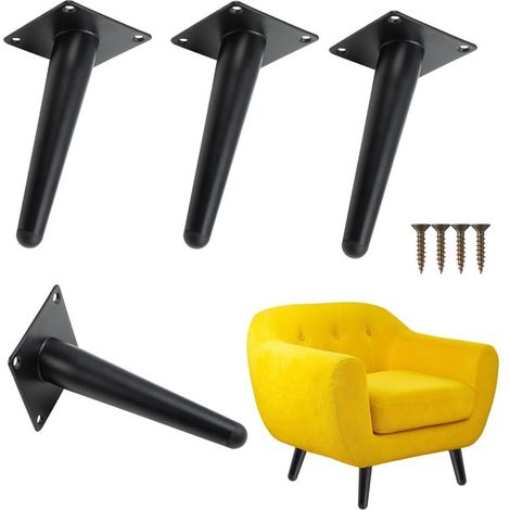 Noire 20 cm 4 pièces Pieds de Meuble Inclinés Pied de Table Réglable pieds de meubles réglables au design conique incliné parfaits pour canapés table (1/5)