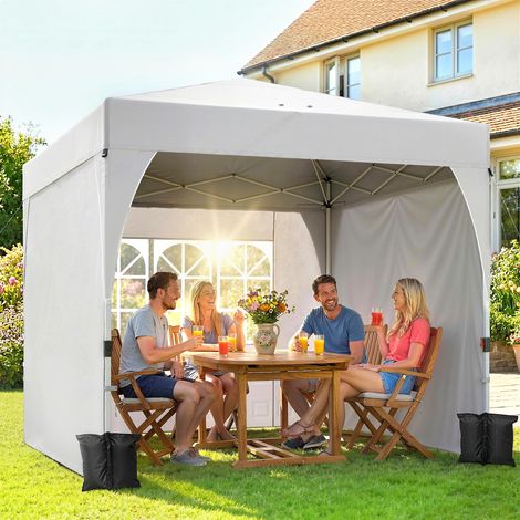 Tonnelle de jardin 3 x 3 m pop up. tonnelle pliante réglable en hauteur. protection UV50+. 3 parois latérales. crème