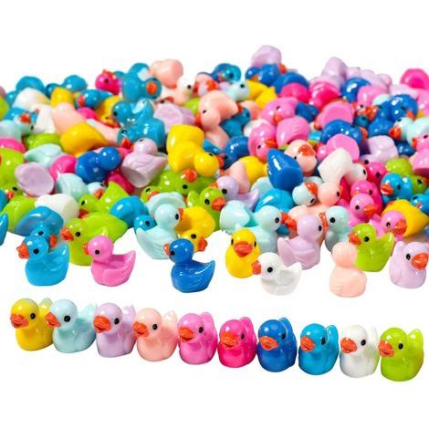 Juego de 100 patos de resina, 10 colores, figuras en miniatura para jardín, acuario y casa de muñecas. (1/5)