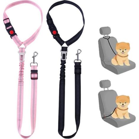 Ceinture Sécurité Chien Voiture - Réglable 55-75 cm - Universelle - 2 Pièces (1/4)