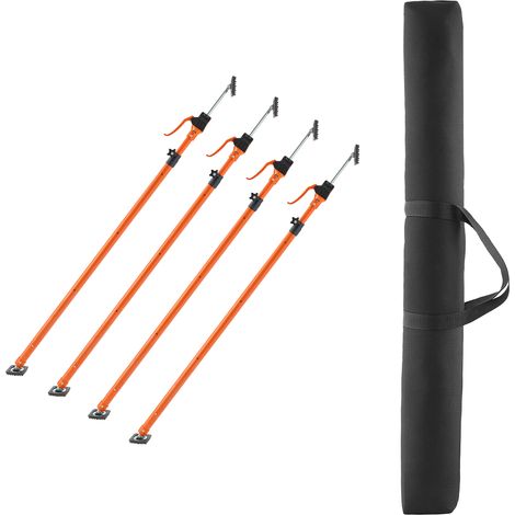 Mophorn Asta di Supporto per Martinetto, Set da 4, Asta Telescopica in Acciaio Regolabile da 125-291 cm, Sistema a 3 Mani con Capacità di 90 kg per Montaggio di Cartongesso (1/5)