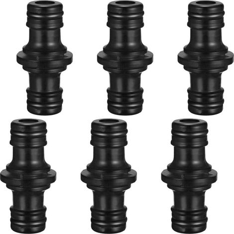Lot de 6 raccords de tuyau d'arrosage double 1/2" - Raccord de tuyau - Raccord de tuyau - Raccord de tuyau double - Rallonge pour tuyau de jardin et maison - Noir (1/5)