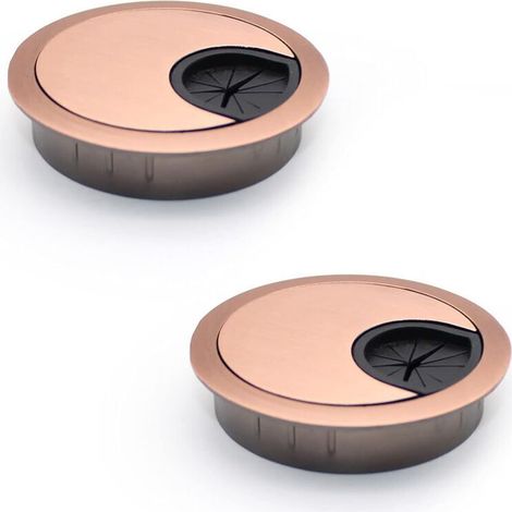 Enowelir 2 Pcs Oeillet De Câble En Métal Pour Oeillet De Sortie De Rangement De Câble De Bureau ，Câbles Ronds Encastrables Doré Luxueux- Passe Cable pour Table Bureau Ø60 mm