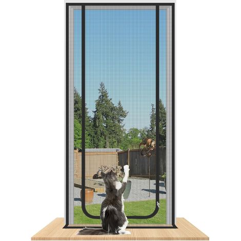 Moustiquaire pour animaux de compagnie avec fermeture à glissière, fenêtre zippée auto - chargée, rideau de porte (90 x 200cm) (1/5)