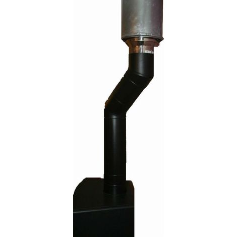 Poujoulat – Sortie fumisterie inox 50 à 70S 150 DOM.h800 noir mat RAL 9019 – Coude isolé diamètre 200 – 31150752NOIR (1/2)