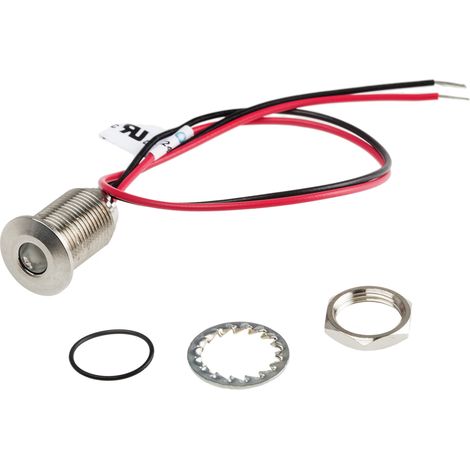 Voyant de panneau à LED LED lumineux Rouge RS PRO, dia. 10mm, 21.6 26.4V c.c., IP67 ( Prix pour 1 )