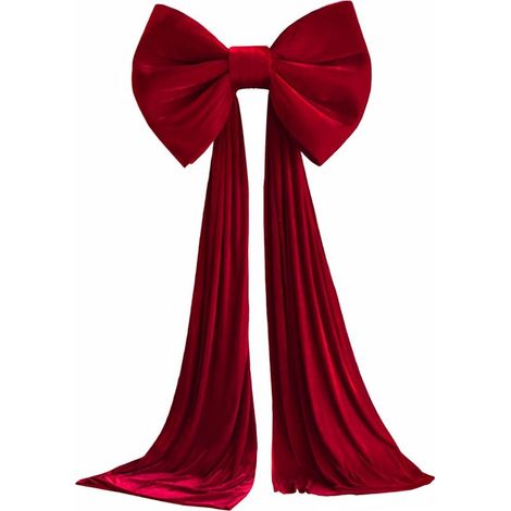 Weihnachtsschleife – Roter Samt – 50 x 38 cm – 3 m lange Schleppe – Für Baumspitze, Kranz, Wandgirlande – 1 Stück (1/5)