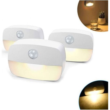 Lot de 3 Veilleuses LED Auto avec Détecteur Mouvement – Blanc Chaud, Autocollantes pour Maison (1/5)
