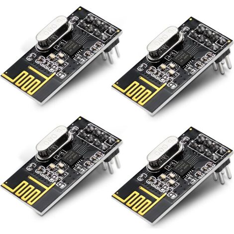 4pcs nRF24L01+2.4G Wireless Transceiver Module,Émetteur radio NRF24L01 Module RF PI ARM Module de communication sans fil Mise à jour-200M (1/5)