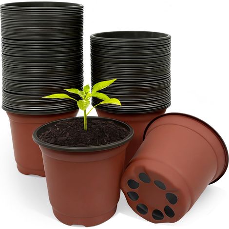 100 Pots de Repiquage Plastique 10 cm, Réutilisables avec Trous de Drainage pour Semis, Boutures et Jeunes Plants (1/4)