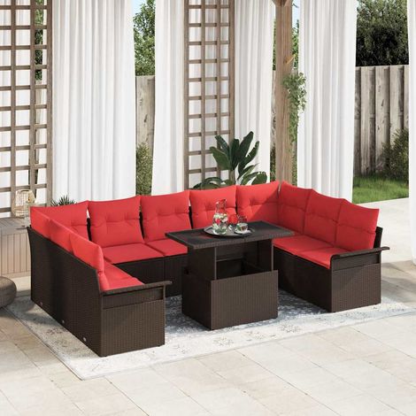 Set Divano da Giardino 10 pcs Marrone Rattan in Polipropilene vidaXL (1/5)