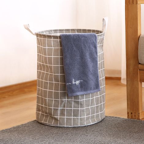 Family Toy Storage Bucket Foldable Basket with PU Leather Handle (black) 2 Pieces (1/2)