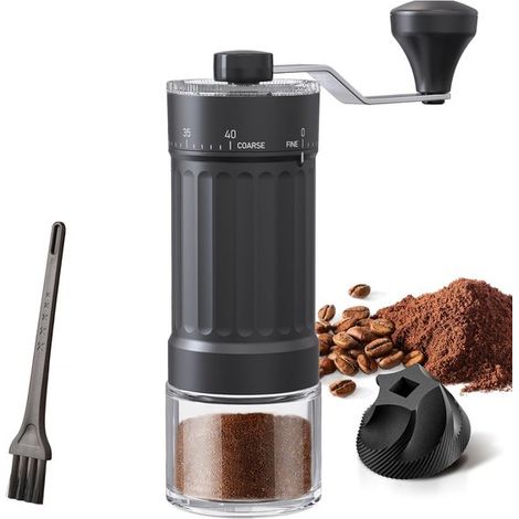 Manuell verstellbares Kaffeemahlwerk mit hochpräzisem Keramik-Kegelmahlwerk, 40 Mahlstufen, geeignet für Aeropress, Pour Over und Moka (1/5)
