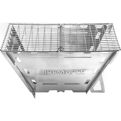 Réchaud de Camping à Bois Portable, Pliable et Coupe-vent en Acier Inoxydable, idéal pour Cuisine Camping, Barbecues, Randonnées en Montagne et Pique-Niques 4 pièces (1/5)