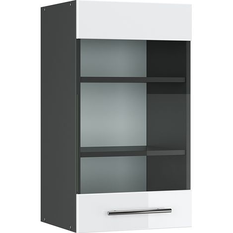 Küchenglasschrank Fame-Line, Weiß Hochglanz, 40 cm, Vicco (1/5)