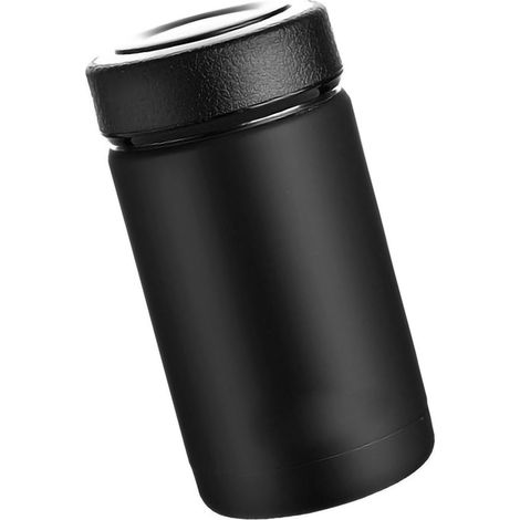Bouteille isotherme en acier inoxydable 380 ml, cadeau étudiant, mug de voyage à isolation sous vide pour sports de plein air et camping, noir (1/5)