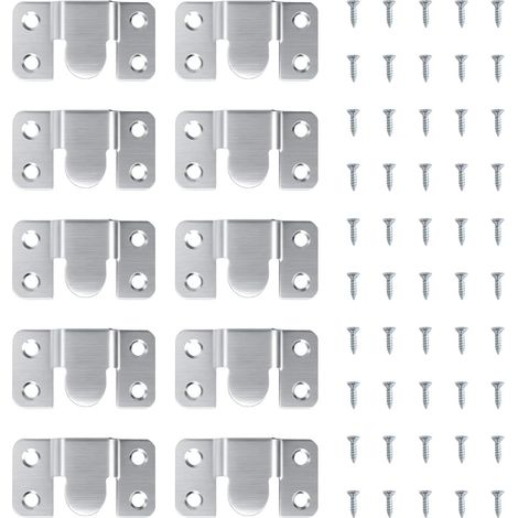 10 Pièces Crochet Cadre en Acier Inoxydable 54×30mm avec 40 Vis, Système Fixation Cadre et Fixation Cadre Lourd, Accroche Cadre et Accroche Tableau, Fixation Miroir Mural et Crochet Fixation Invisible (1/5)