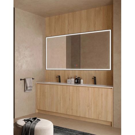 Specchio 80x80 con luce frontale nero opaco Siena (1/3)