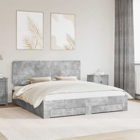 Bed Frame Concrete Grey 180 x 200 cm Engineered Wood vidaXL (1/5)