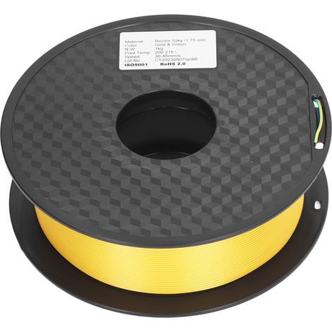 Filament PLA 1.75mm double couleur vert et or, impression 3D soyeuse, filament dichromatique de haute qualité, lot de bobines pour imprimante 3D (1/5)
