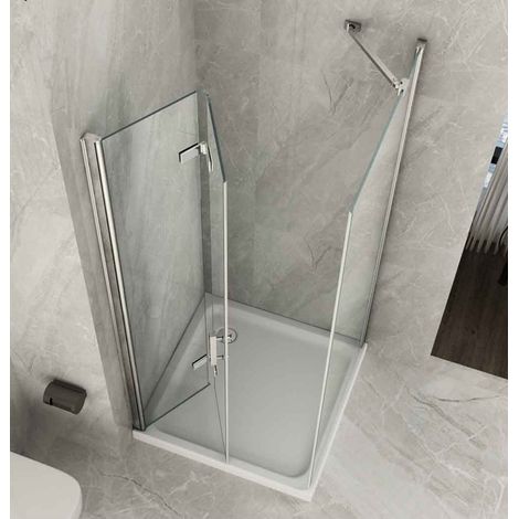 Box Doccia Anta a Libro 60 70 80 90 100 Fissa Angolare 8mm Cristallo Trasparente - Misura Box Angolare 90x70 (1/4)