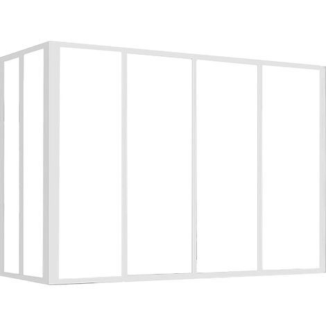Vetrata angolare L120 x L60 x H130 cm in Alluminio termolaccato Bianco Stile atelier - BAYVIEW