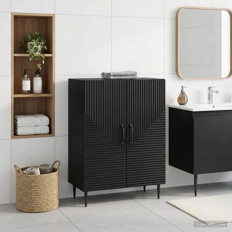 Meuble de Rangement pour Salle de Bain HAARLEM Noir (1/5)